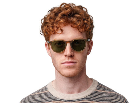 Portrait of a Caucasian man with red hair wearing sunglasses