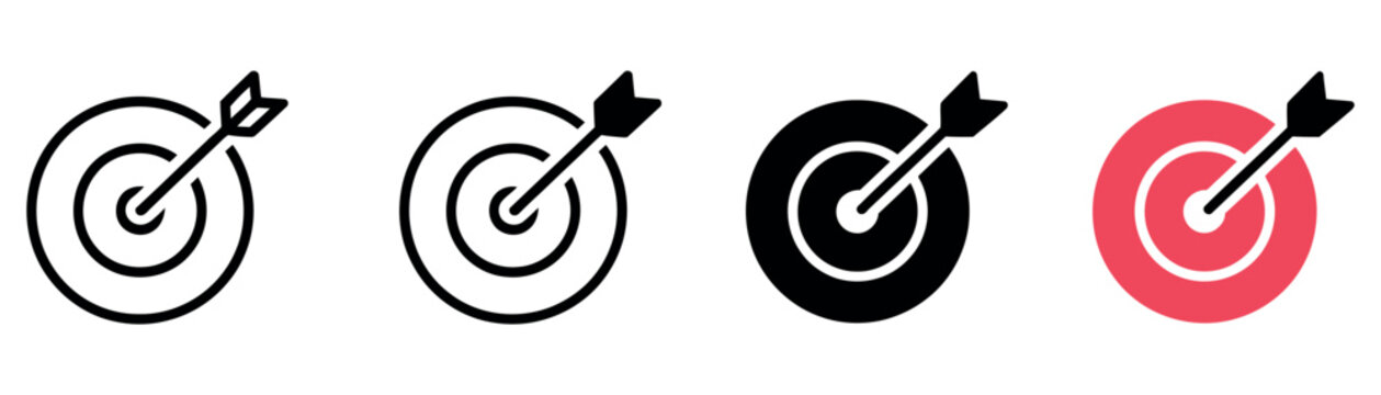 Target icon set. Goal symbol. Simple pictogram for business strategy, bullseye, marketing accuracy, success, focus and UI design.