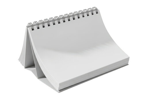 Blank white desk calendar for office planning isolated on transparent background