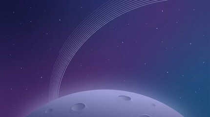 Naklejka premium Space elevator stretching into starry sky with futuristic lines and lunar surface
