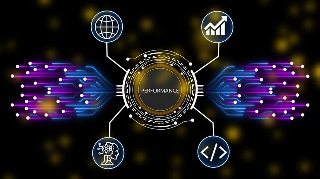 Performance Material Requirements Planning and AI Powered Manufacturing Management Digital Network Animation. 4k animation 