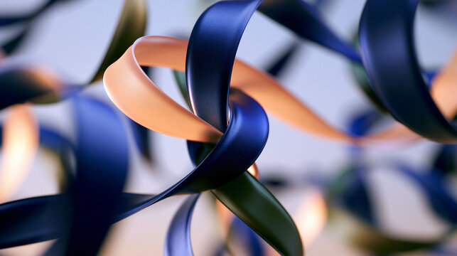 Abstract Intertwined 3D Ribbons in Dynamic Motion