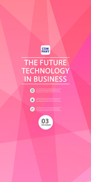 Modern pastel pink vector backdrop featuring geometric triangular polygons, ideal for IT masterclass mobile announcement, business technology presentation display, digital summit, and promo cover.