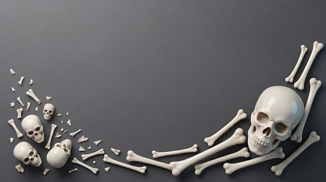 Dark Skull Bone Arrangement Background