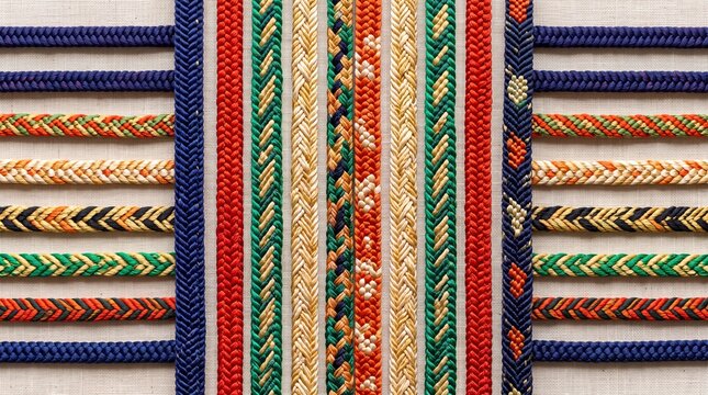 Braided Colorful Cords and Ribbons Textile Background