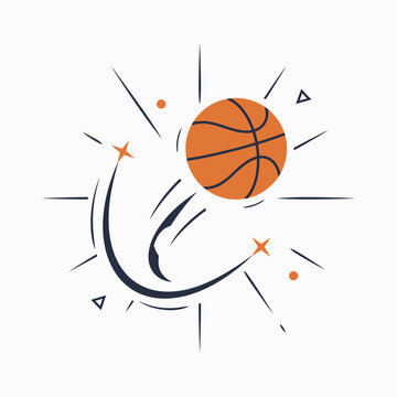 Bouncing basketball with motion trail lines and decorative graphic elements sport graphic basketball game sport equipment ball bounce action sport athletic design sport element basketball icon