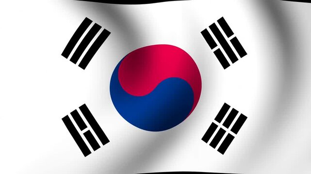 National Flag with Red and Blue Symbol and Black Trigrams on White Background