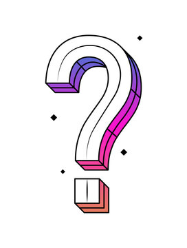 Question mark design element. Futuristic design style in white and gradient colors.