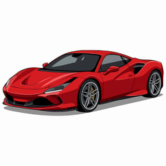 Naklejka premium Red supercar, sports car with sleek aerodynamic design on white background.