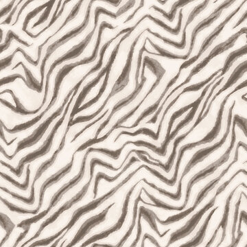 Seamless zebra print pattern, abstract animal skin texture in soft brown and cream tones, stylish organic wavy stripes for fashion textiles, wallpaper, and decorative backgrounds