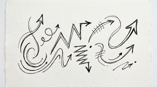 Doodle Arrows Collection - Hand-Drawn Design Elements on Textured Paper