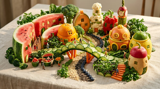 Grilled Fresh Vegetables with Colorful Market Produce and Healthy Outdoor Cooking Food Display