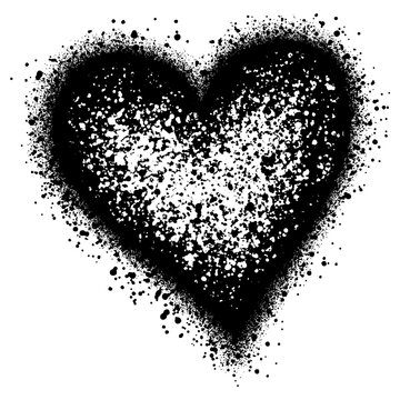 Heart in graffiti style with black spray paint.