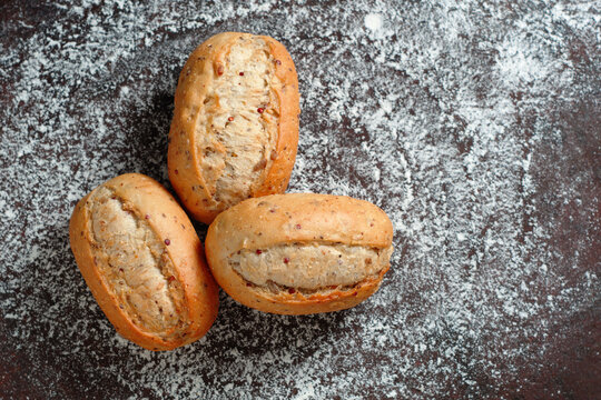 Fresh Grain Bread Rolls Top View