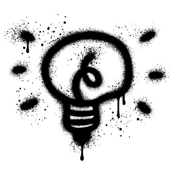 Graffiti bulb with black spray paint.