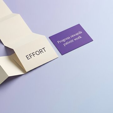 Inspirational Message with Cards on Soft Purple Background