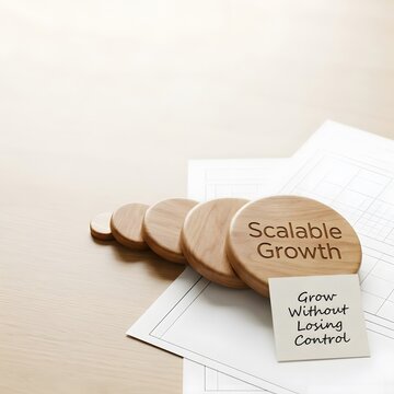 Wooden Tokens Representing Scalable Growth Concept on Table