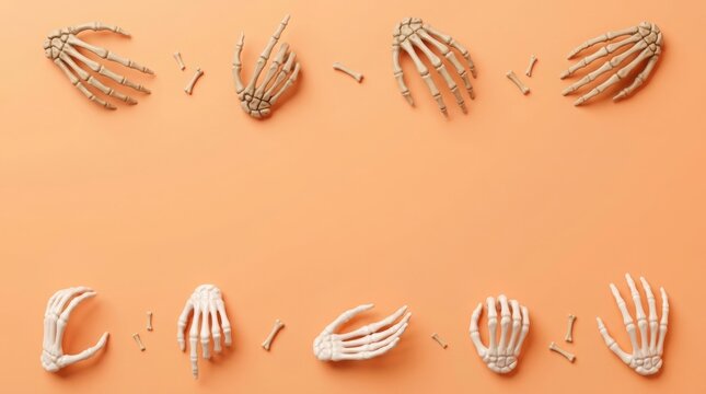 Anatomical skeleton parts orange backdrop