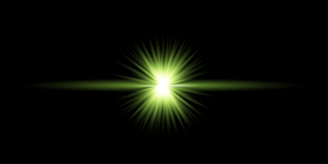 Fototapeta premium A bright glowing starburst with a distinct light effet isolated on a deep black background for creative digital design project overlays