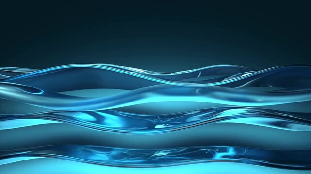 Blue liquid waves create layered abstract surface against dark background