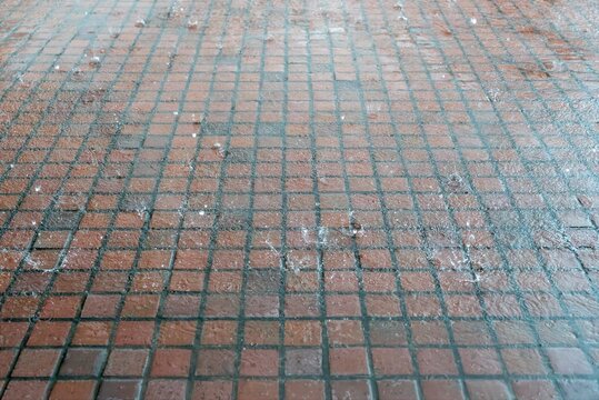 Dark Brick Paving Texture with Regular Grid Pattern