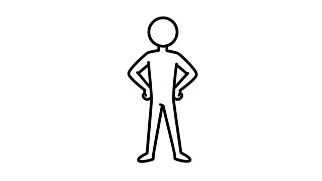 Animated Stick Figure Proud Confident Hero Pose Concept