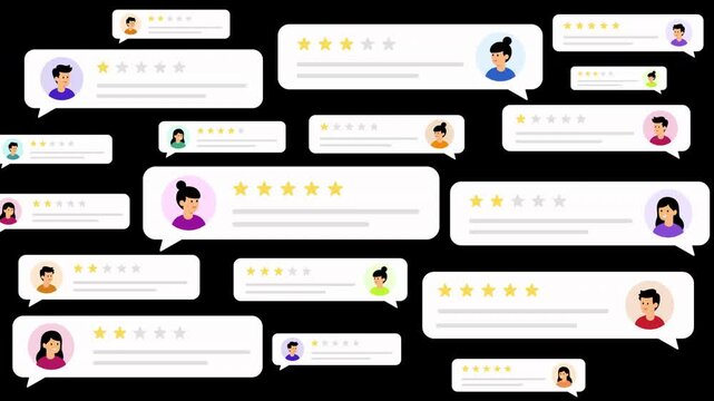 Customer Reviews and Star Ratings Animation with Alpha Channel Overlay