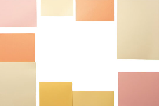 Pastel sticky note collage arranged around blank center