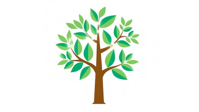 Stylized green leafy tree illustration standing centered on a white background