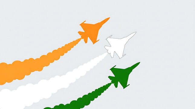 Three stylized fighter jets in ascending, dynamic flight formation
