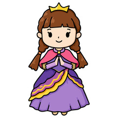 Fototapeta premium Kawaii Chibi Little Princess Cartoon