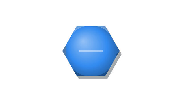 3D bevel hexagon button depth. Isolated transparent PNG UI icon overlay for Photoshop and video.