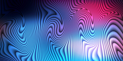 Fototapeta premium Wavy lines pattern with blue and pink gradient flow for versatile digital art background surfaces.