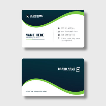 Modern wavy minimalist professional business card design template