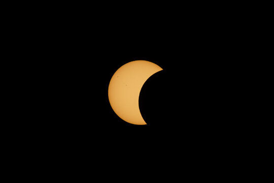Different phases of the total solar eclipse that was seen in August 2026 in Asturias, a province of Spain