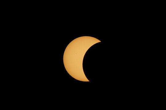 Different phases of the total solar eclipse that was seen in August 2026 in Asturias, a province of Spain