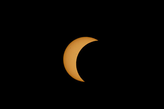 Different phases of the total solar eclipse that was seen in August 2026 in Asturias, a province of Spain