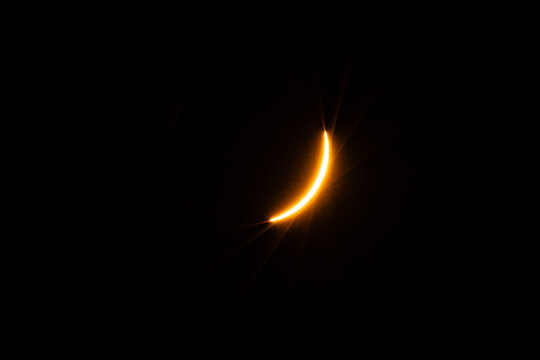 Different phases of the total solar eclipse that was seen in August 2026 in Asturias, a province of Spain