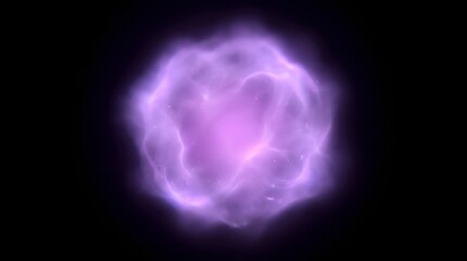 Fototapeta premium A glowing, ethereal purple and pink energy cloud against a dark background, resembling a cosmic nebula or plasma.