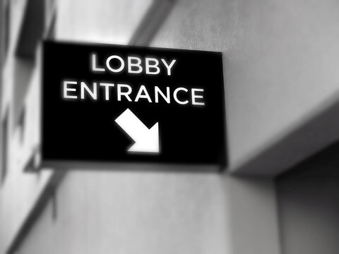 Sign for Lobby Entrance on Building for Hotel or Business
