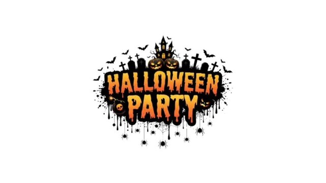 Halloween Party Animated Typography with Flying Bats on Green Screen