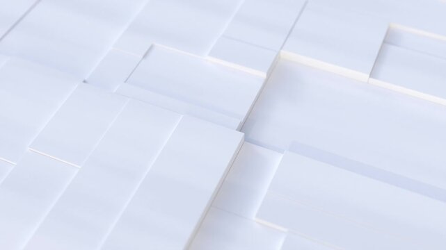 Shapes move and adjust in a corporate white and clean background with modern design elements, dynamic camera move, seamless loop