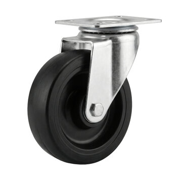 Heavy duty swivel caster wheel with metal plate on transparent background