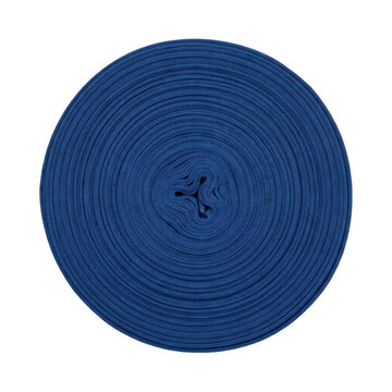Rolled blue fabric band with concentric circles on transparent background
