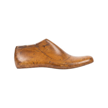 Vintage wooden shoe last on transparent background
