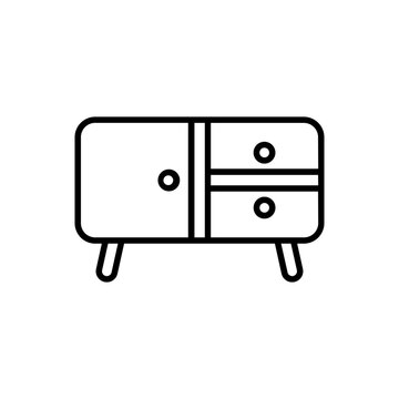 Wooden sideboard credenza storage cabinet icon vector illustration