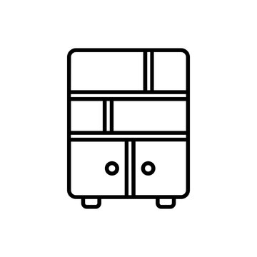 Wooden Storage Cabinet Furniture Icon with Doors