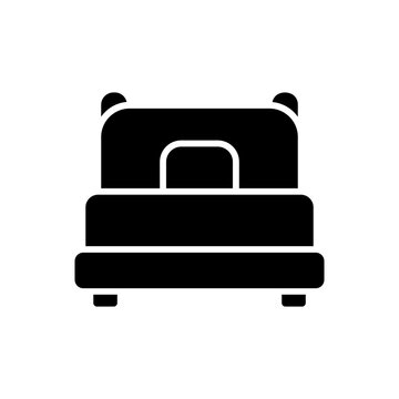 Modern double bed with pillows and blanket icon vector illustration