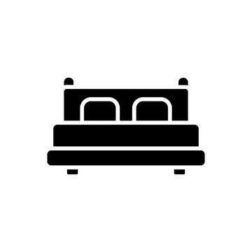 Minimalist bed frame mattress with pillows icon vector illustration