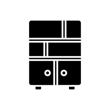 Wooden Storage Cabinet Furniture Icon with Doors